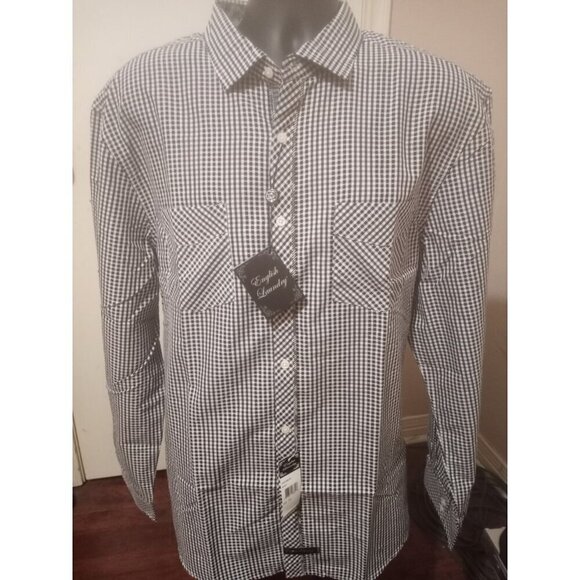 English Laundry Other - New English Laundry Shirt Mens 3XL Black Label Long Sleeve Button Up Black White